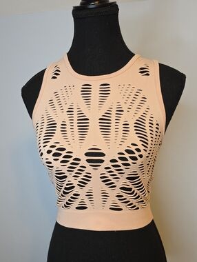 90 Degree By Reflex Peach Laser-Cut Crop Top